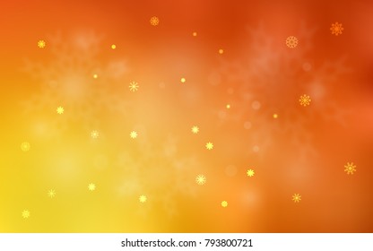 Light Red, Yellow vector cover with beautiful snowflakes. Shining colored illustration with snow in christmas style. The template can be used as a new year background.