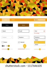 Light Red, Yellow vector design ui kit with mosaic. Modern Style guide in polygonal style with triangles. Simple colorful design for websites.