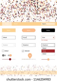 Light Red, Yellow vector design ui kit with dots. Simple Material Design Kit with colorful dots in header. Beautiful layout for websites, landing pages.