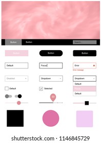 Light Red, Yellow vector design ui kit with universe stars. Simple Material Design Kit with colorful clouds in header. This template you can use for landing pages.