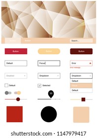 Light Red, Yellow vector design ui kit with mosaic. Colorful ui/ux kit with header consisted of triangles. This sample is for your landing page.