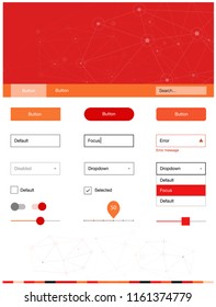Light Red, Yellow vector design ui kit with mosaic, circles. Web ui kit with abstract triangles, circles in its header. This template you can use for landing pages.