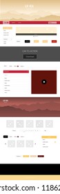 Light Red, Yellow vector design ui kit with landscape. Colorful ui/ux kit with header consisted of hills & rocks. Modern template for your landing page.