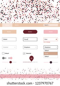 Light Red, Yellow vector design ui kit with dots. Simple Material Design Kit with colorful dots in header. This sample is for your landing page.