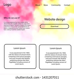 Light Red, Yellow vector design ui kit with universe stars. Web ui kit with abstract gradient clouds in its header. This sample is for your landing page.