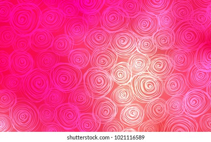Light Red, Yellow vector doodle bright background. Sketchy doodles with roses on blurred background. Brand-new style for your business design.