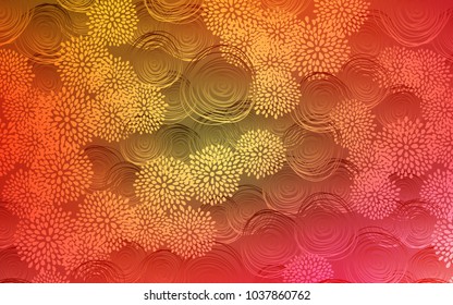 Light Red, Yellow vector doodle blurred texture. Glitter abstract illustration with doodles and flowers. The template can be used as a background for cell phones.