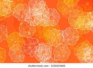 Light Red, Yellow vector doodle template with leaves. Decorative design of flowers on white background. Brand new style for your business design.