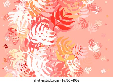 Light Red, Yellow vector doodle background with leaves. leaves on blurred abstract background with gradient. New template for your brand book.