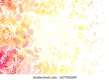 Light Red, Yellow vector doodle backdrop with leaves. An elegant bright illustration with leaves in Natural style. New design for your business.