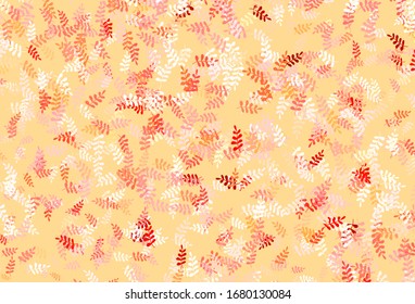 Light Red, Yellow vector doodle layout with leaves. Decorative illustration with doodles on abstract template. Doodle design for your web site.