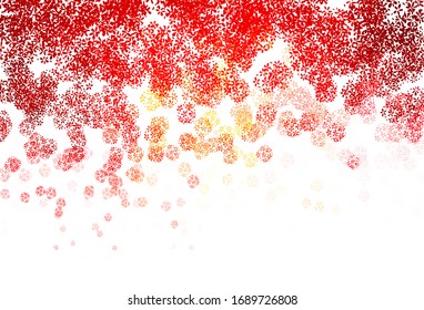 Light Red, Yellow vector doodle background with leaves. Doodle illustration of leaves in Origami style with gradient. Template for backgrounds of cell phones.