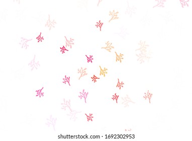 Color rojo claro, patrón de doodle vectorial amarillo con ramas. Dibujo abstracto colorido con hojas en estilo doodle. Diseño elegante para su libro de marca.
