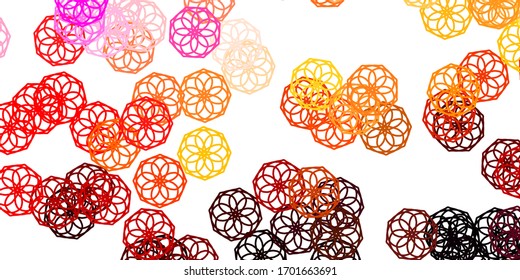 Light Red, Yellow vector doodle background with flowers. Simple design with flowers on abstarct background. Brand new business design.