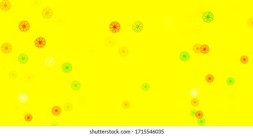 Light Red, Yellow vector doodle background with flowers. Modern design with gradient Flowers on abstract background. Smart design for wrapping, wallpapers.
