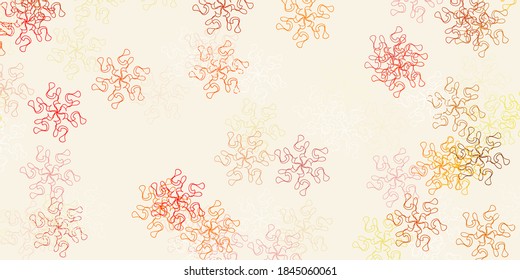 Light red, yellow vector doodle background with flowers. Simple design with flowers on abstarct background. Colorful pattern for spring parties.