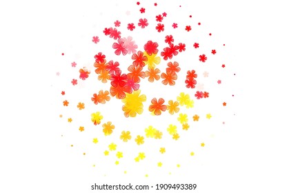 Light Red, Yellow vector doodle pattern with flowers. Glitter abstract illustration with flowers. New template for your brand book.