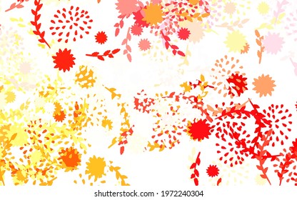 Light Red, Yellow vector doodle template with flowers, roses. Colorful illustration in doodle style with flowers. Doodle design for your web site.