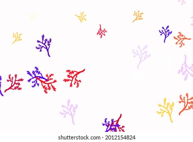 Light Red, Yellow vector doodle template with branches. Creative illustration in blurred style with leaves, branches. Hand painted design for web, wrapping.