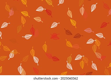 Plantilla de doodle vectorial amarillo, rojo claro. Diseño decorativo y elegante en estilo natural con hojas. Patrón para papeles pintados y libros de colorido.