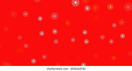 Light red, yellow vector doodle pattern with flowers. Abstract illustration with flowers in Origami style. Best design for your business.