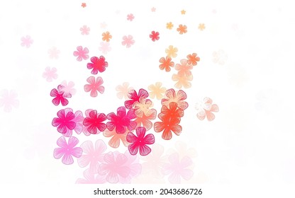 Light Red, Yellow vector doodle pattern with flowers. Decorative design of flowers on white background. New design for your business.