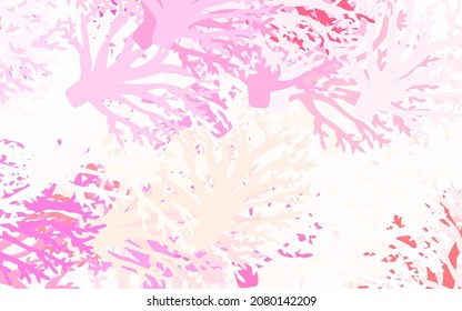 Rojo claro, fondo de doodle vectorial amarillo con hojas, ramas. Ilustración abstracta moderna con hojas y ramas. Patrón para papeles pintados, libros de color.