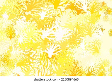 Light Red, Yellow vector doodle layout with branches. Decorative design in Indian style on white background. New template for your design.