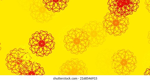 Light Red, Yellow vector doodle texture with flowers. Simple colored illustration with abstarct flowers. Smart design for leaflets, books.