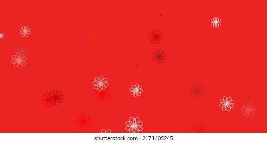 Color rojo claro, textura de doodle vectorial amarillo con flores. Flores coloridas de estilo natural sobre un fondo sencillo. Patrón para la promoción del día de la mujer.