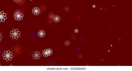 Light Red, Yellow vector doodle texture with flowers. Simple colored illustration with abstarct flowers. Brand new business design.