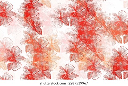 Light Red, Yellow vector doodle background with flowers. Illustration with colorful abstract doodle flowers. Colorful pattern for kid's books.