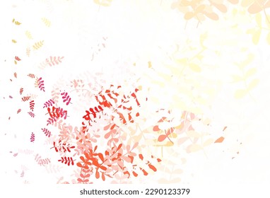 Light Red, Yellow vector doodle pattern with leaves. leaves on blurred abstract background with gradient. Pattern for heads of websites, designs.