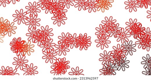 Light Red, Yellow vector doodle background with flowers. Simple design with flowers on abstarct background. Best design for your business.