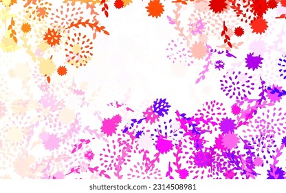 Light Red, Yellow vector doodle backdrop with flowers Sketchy doodle flowers on white background. The best design for your business.