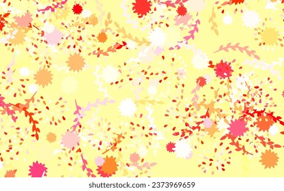 Light Red, Yellow vector doodle template with flowers, roses. Flowers with gradient on white background. Textured pattern for websites, banners.