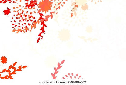 Hellroter, gelber, vektor-doodle Hintergrund mit Blumen Glitter abstrakte Illustration mit Blumen. Neue Vorlage für Ihr Markenbuch.