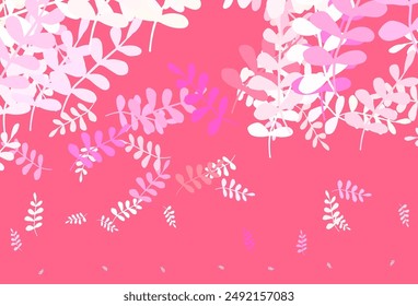 Light Red, Yellow vector doodle layout with leaves. Sketchy doodles with leaves on blurred background. Pattern for wallpapers, coloring books.