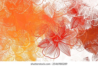 Rojo claro, patrón de doodle de Vector amarillo con flores. Ilustración colorida con flores en estilo doodle. Patrón texturizado para Sitios web, Anuncios.