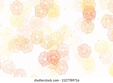 Light Red, Yellow vector elegant background with leaves. Colorful illustration in doodle style with flowers. New template for your brand book.