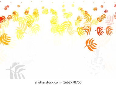 Light Red, Yellow vector elegant background with leaves. Glitter abstract illustration with doodles and leaves. Elegant pattern for your brand book.