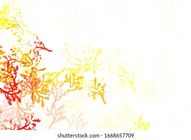 Light Red, Yellow vector elegant wallpaper with sakura. Colorful illustration in doodle style with leaves, branches. Hand painted design for web, leaflets.