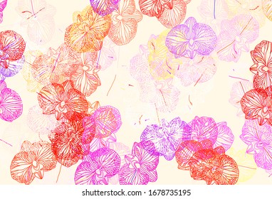 Light Red, Yellow vector elegant pattern with flowers. Creative illustration in blurred style with flowers. New design for your business.