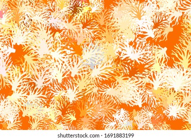 Light Red, Yellow vector elegant pattern with leaves. Brand new colored illustration with leaves and branches. Colorful pattern for kid's books.