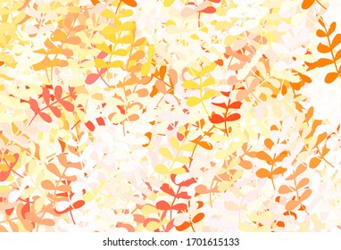 Light Red, Yellow vector elegant pattern with leaves. leaves on elegant natural pattern with gradient. Pattern for wallpapers, coloring books.