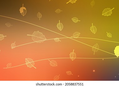 Light Red, Yellow vector elegant background with trees, branches. Creative illustration in blurred style with flowers. Doodle design for your web site.