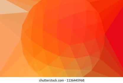 Light Red, Yellow vector gradient triangles template with a gem in a centre. Modern abstract illustration with triangles. Triangular pattern for your design.