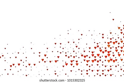 Light Red, Yellow vector greeting Card Happy Valentine's Day. Pattern with isolated hearts on the white background. Colored illustration for your banner, website, advert.