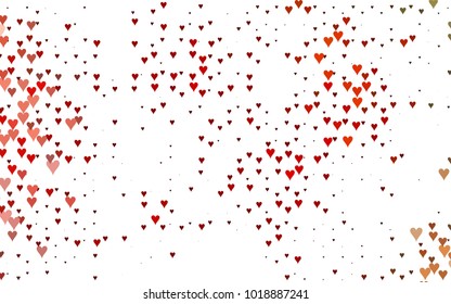 Light Red, Yellow vector greeting Card Happy Valentine's Day. Pattern with isolated hearts on the white background. Colored illustration for your banner, website, advert.
