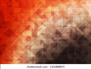 Light Red, Yellow vector hexagon mosaic triangle mosaic. Triangular geometric sample with gradient.  A completely new design for your business.